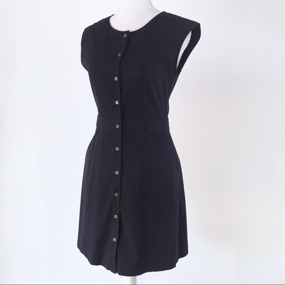 Theory navy button-down shirt dress stretch 4